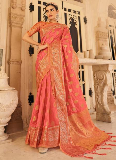 Peach Colour Rajyog Rajpath Aashi New Latest Designer Festive Wear Organza Silk Saree Collection 49001
